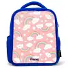 Roze met regenboog patroon Kinderrugzak - Blauw middel -3d