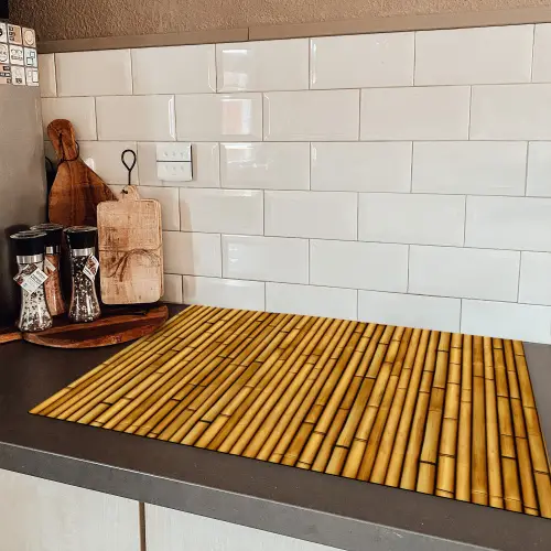 Bamboe - Stokken - Bruin Inductie beschermer vinyl 3mm klein 276 -sfeer3