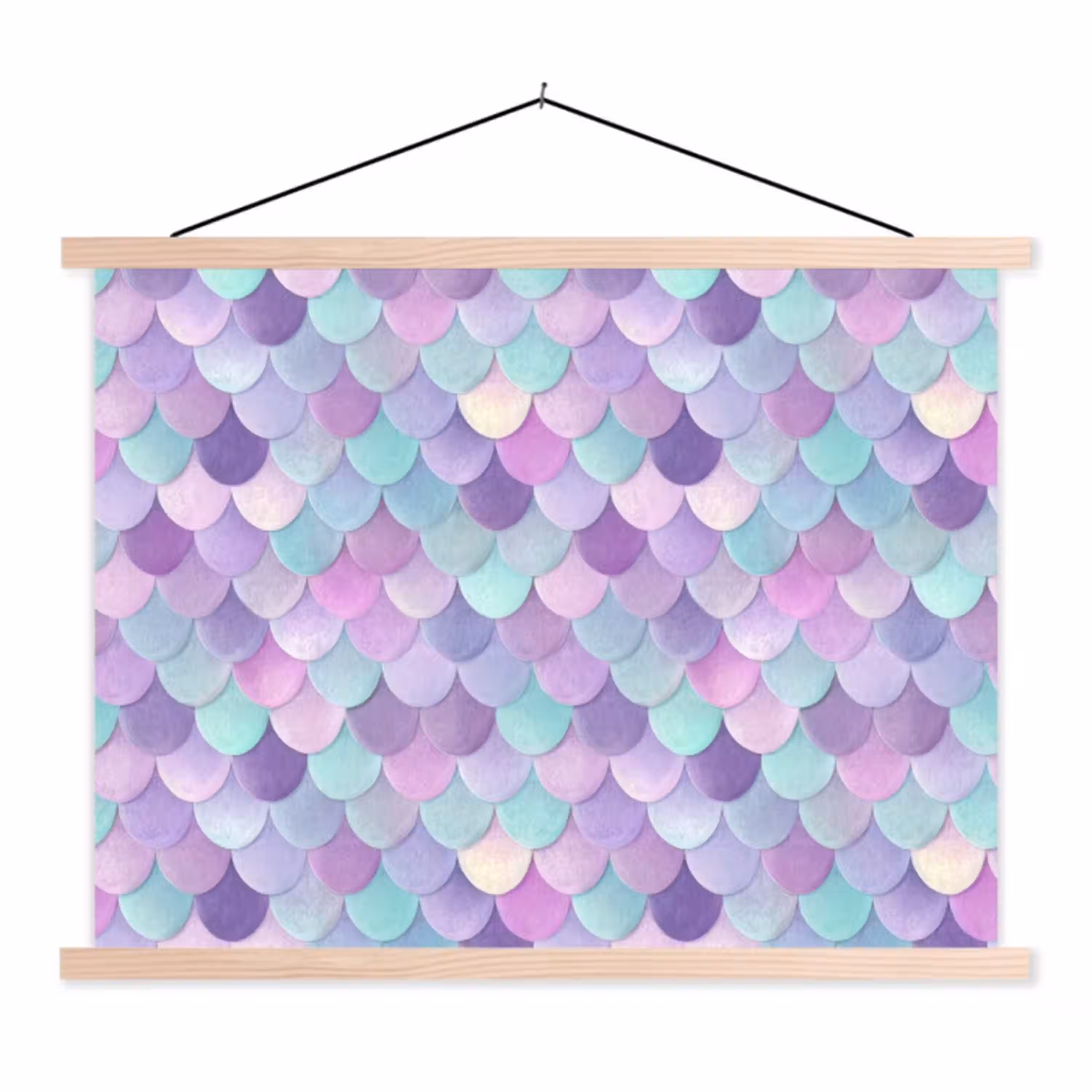 Dromerig - Zeemeermin - Pastel textielposter latten blank klein 122 -3d