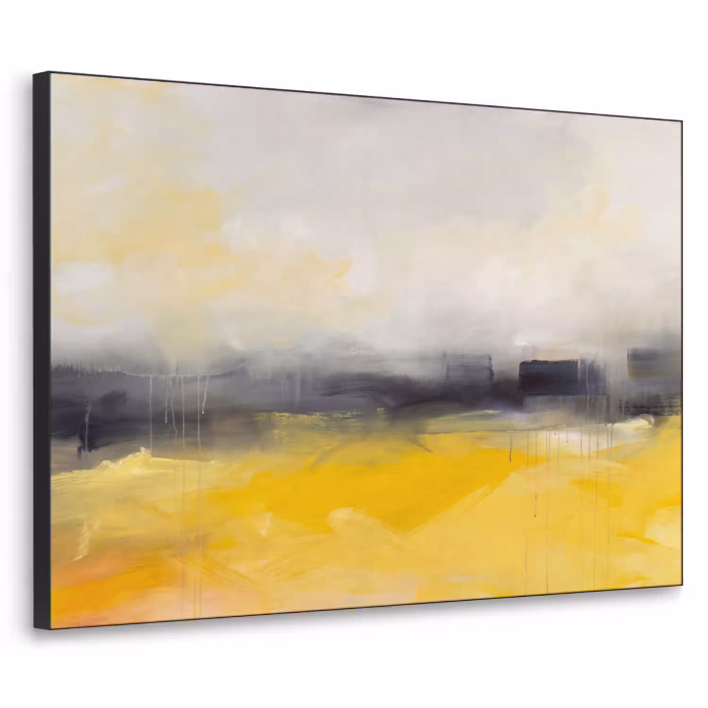 Abstract - Landschap - Modern - Geel Textielframe zwart klein -3d