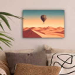 Luchtballon - Woestijn - Zonsondergang - Blauw canvas 2cm klein -sfeer1