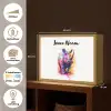 Neushoorn - Kleurrijk - Verf - Dieren Light Box met batterij (Wandlamp kind) middel -USP_websiteoverzichtNL