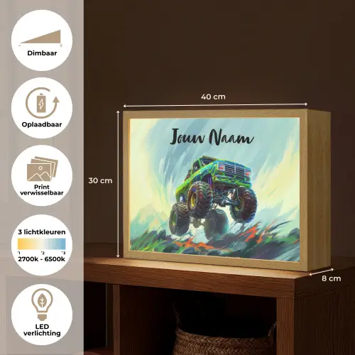 Monstertruck - Auto - Jongens - Groen Light Box met batterij (Wandlamp kind) middel -USP_websiteoverzichtNL
