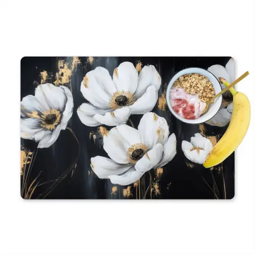 Bloemen - Wit - Abstract Placemat vinyl groot -zzzproduct_Kitchenyeah-website