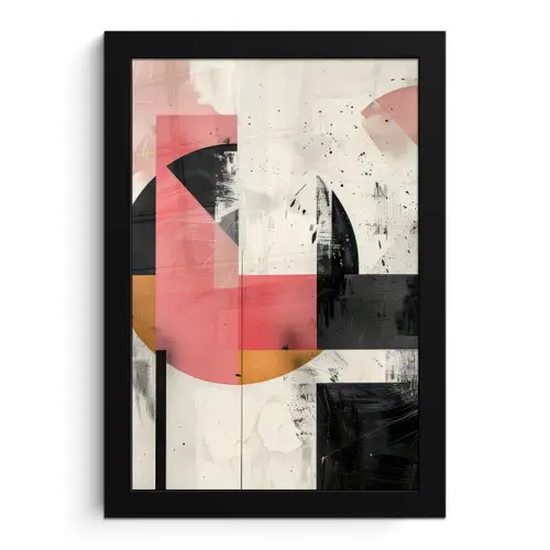 Roze - Abstract - Aesthetic - Modern - Vormen fotolijst zwart zonder passe partout klein -3d