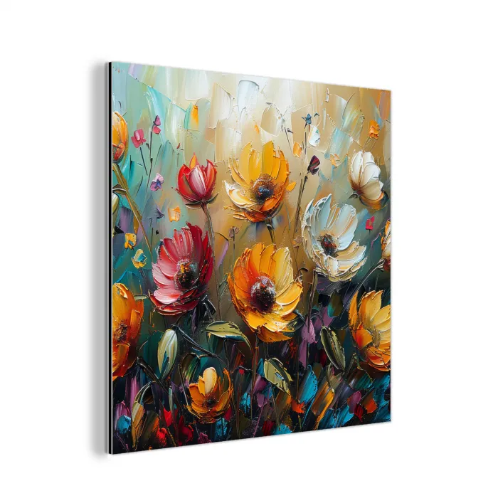 Watercolor - Bloemen - Kunst - Modern aluminium wit klein -3d