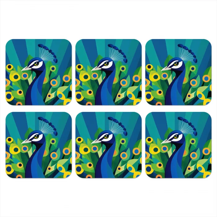Pauw - Cirkels - Blauw onderzetter kurk middel -3d