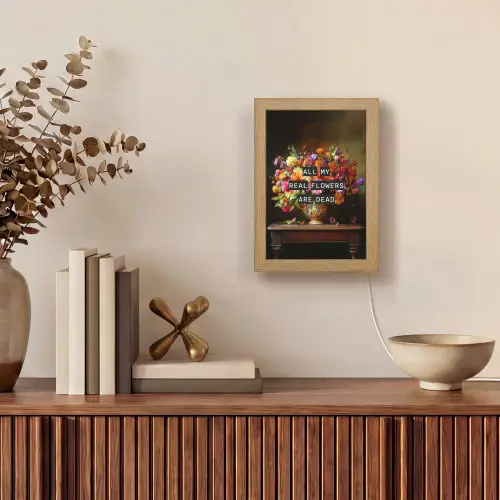 Kleur - Bloemen - Vintage - Bloemenvaas Light Box met kabel (Tafellamp) klein -sfeer2