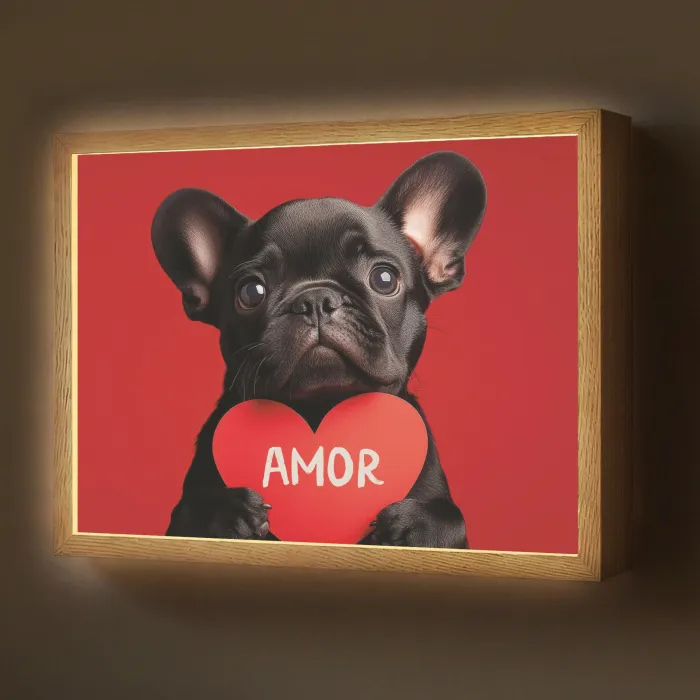 Amor - Hond  - Hartje - Rood Light Box met batterij (Wandlamp) middel -z3d_website