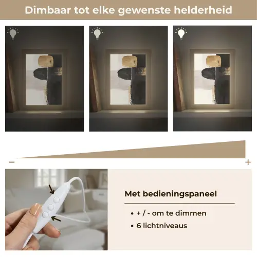Vormen - Penseelstreken - Abstract - Goud Light Box met kabel (Tafellamp) klein -USP_dimbaarNL