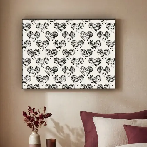 Polka - Stippen - Wit - Zwart Textielframe zwart klein 947 -sfeer1