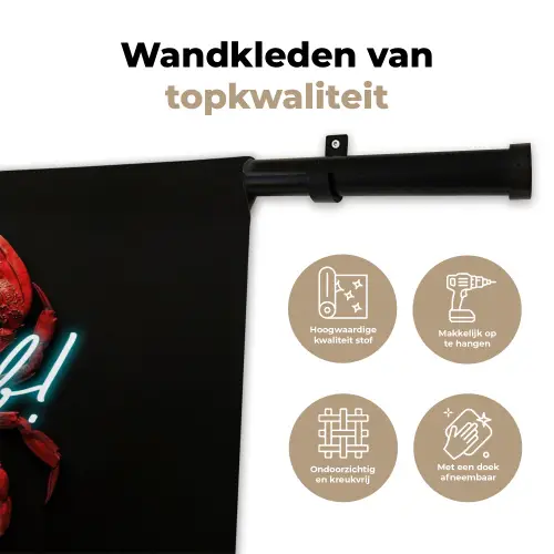 Krab - Rood - Neon - Quote Wandkleed katoen klein -sfeer2