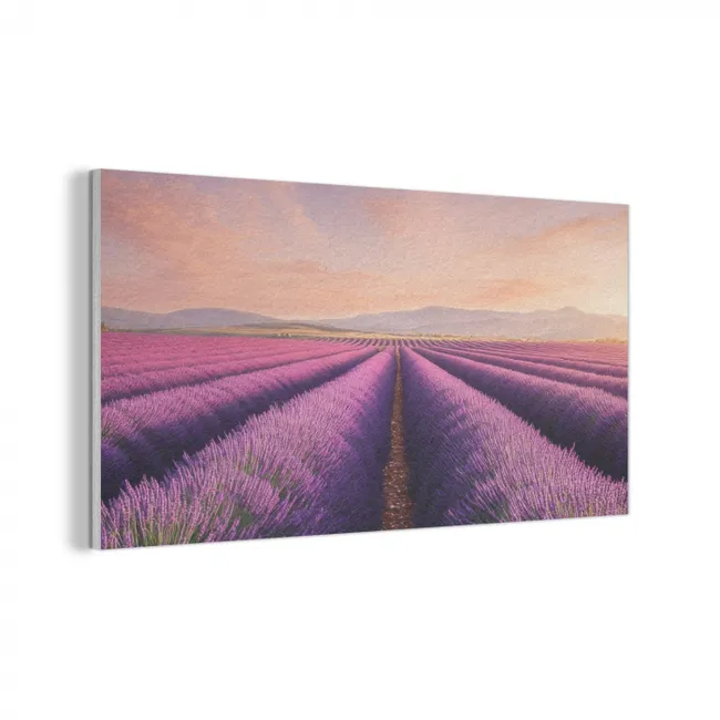 Lavendelveld - Zonsondergang - Paars - Bloemen PET vilt middel -3d