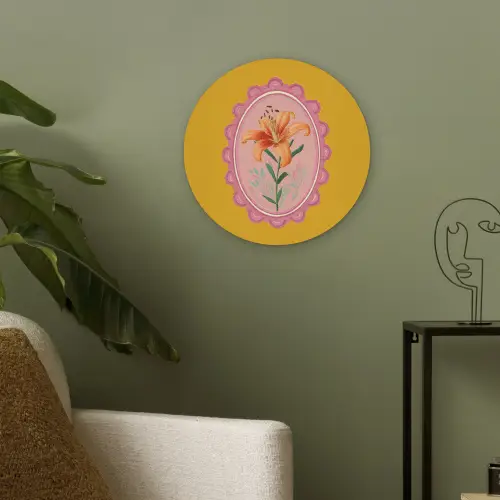 Lelie - Oranje - Lijst - Ovaal Akoestische PET Vilt - Rond klein -sfeer2