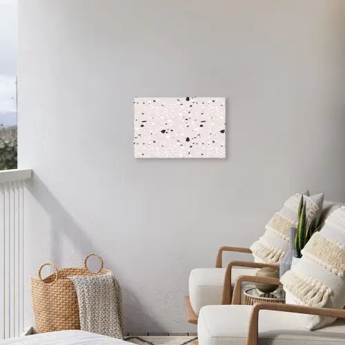 Terrazzo -  Patroon - Zacht - Zwart - Wit Tuinposter op houten frame 2 cm dik klein 845 -sfeer1