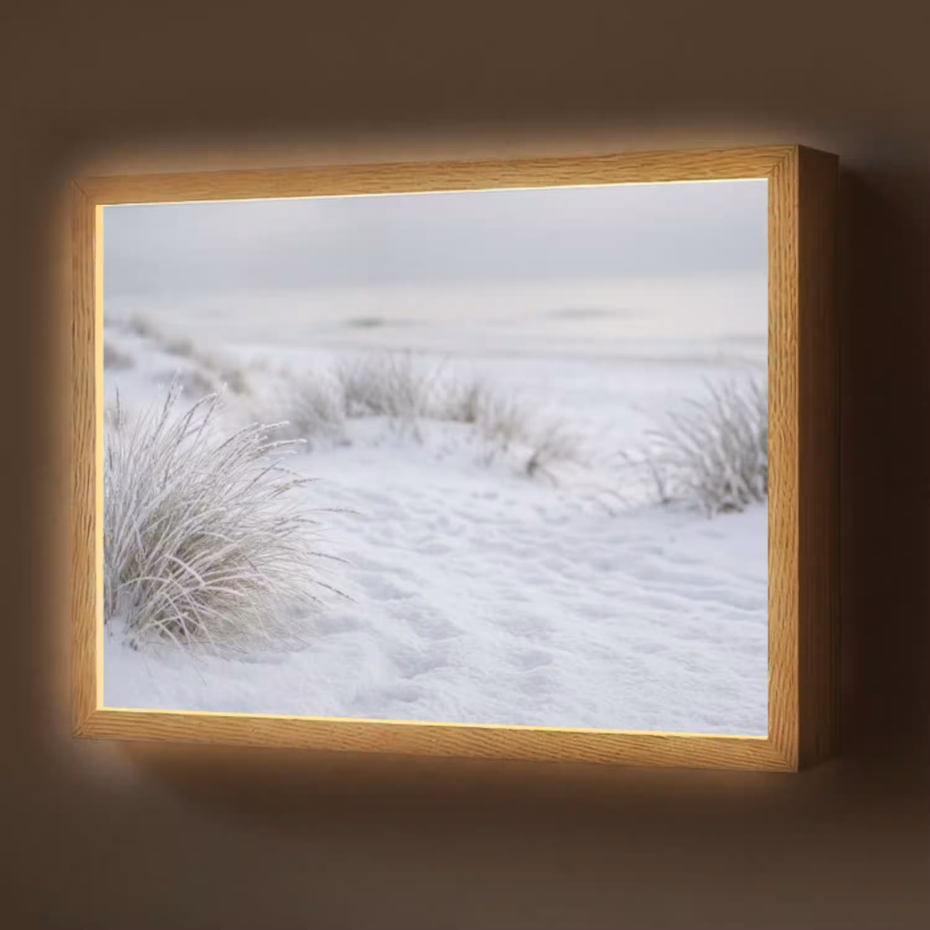 Duinen - Sneeuw - Strand - Winter - Serene Light Box met batterij (Wandlamp) middel -z3d_website