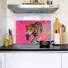 Luipaard - Roze - Oranje - Blauw - Verf Inductie beschemer met haakjes klein -sfeer2