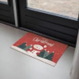 Kerstgroet - Sneeuw - Rood Deurmat klein -sfeer2