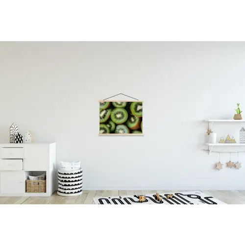 Kiwi - Fruit - Groen textielposter latten blank klein -kinderkamer