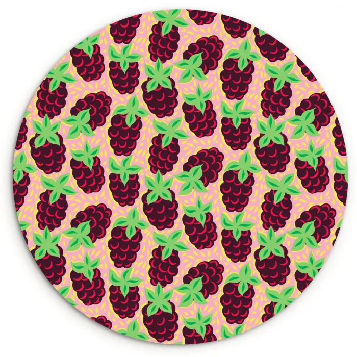 Frambozen - Rood - Roze - Patroon Wandcirkel kunststof plaat 5mm dik klein 188 -3d