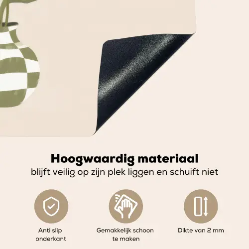 Vaas - Geruit - Bloem - Groen Inductie beschemer met haakjes klein -ky-onderkant-nl