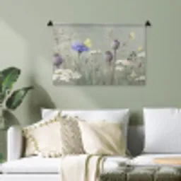 Vlinders - Wildbloemen - Illustratie - Kleurrijk Wandkleed katoen klein -sfeer7