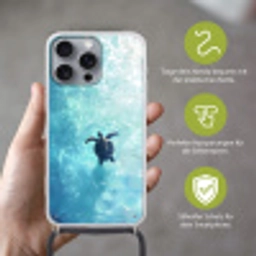 Schildpad - Zee - Blauw - Schittering Hoesje iPhone 16 Pro Max met koord klein -sfeer2_DE