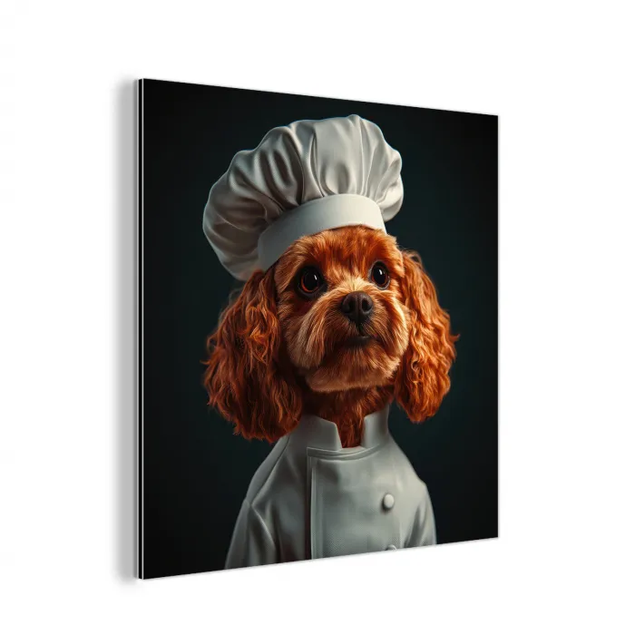 Bruin - Kok - Hondje aluminium wit klein -3d
