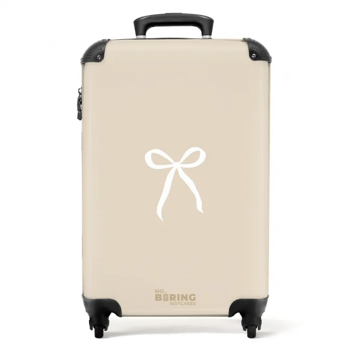 Witte strik op beige achtergrond NBS - Handbagage koffer - Unisex middel -productfoto_recht