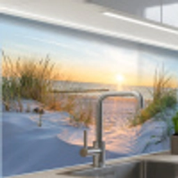 Strand - Zon - Duin - Gras - Zand - Horizon keuken achterwand sample klein -zzzz3d_schuin