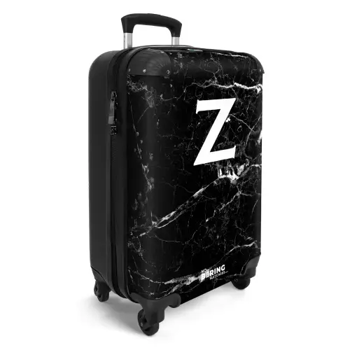 Marmer look - Letter Z - Zwart NBS - Handbagage koffer - Unisex middel -productfoto_3d
