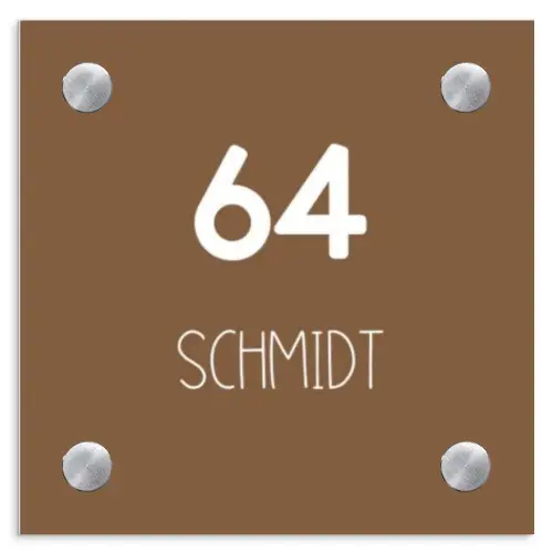Bruin- Modern Naambord Vierkant klein -3d