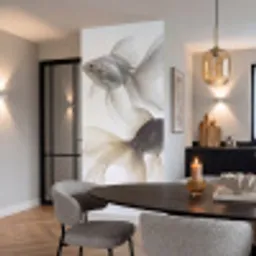 Goudvissen - Modern - Wit Behang Vlies klein -sfeer3