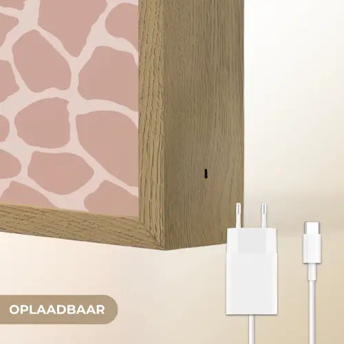 Giraffe - Lichtroze - Warm - Roze Light Box met batterij (Wandlamp) middel 907 -USP_websiteoplaadbaarNL