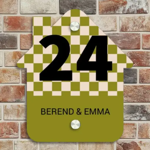 Olijfgroen - Blokjes - Klassiek Naambord Huisje klein -sfeer6