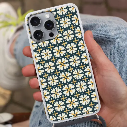 Motief - Tegel - Okergeel Hoesje iPhone 16 Pro Max met koord klein 804 -sfeer3