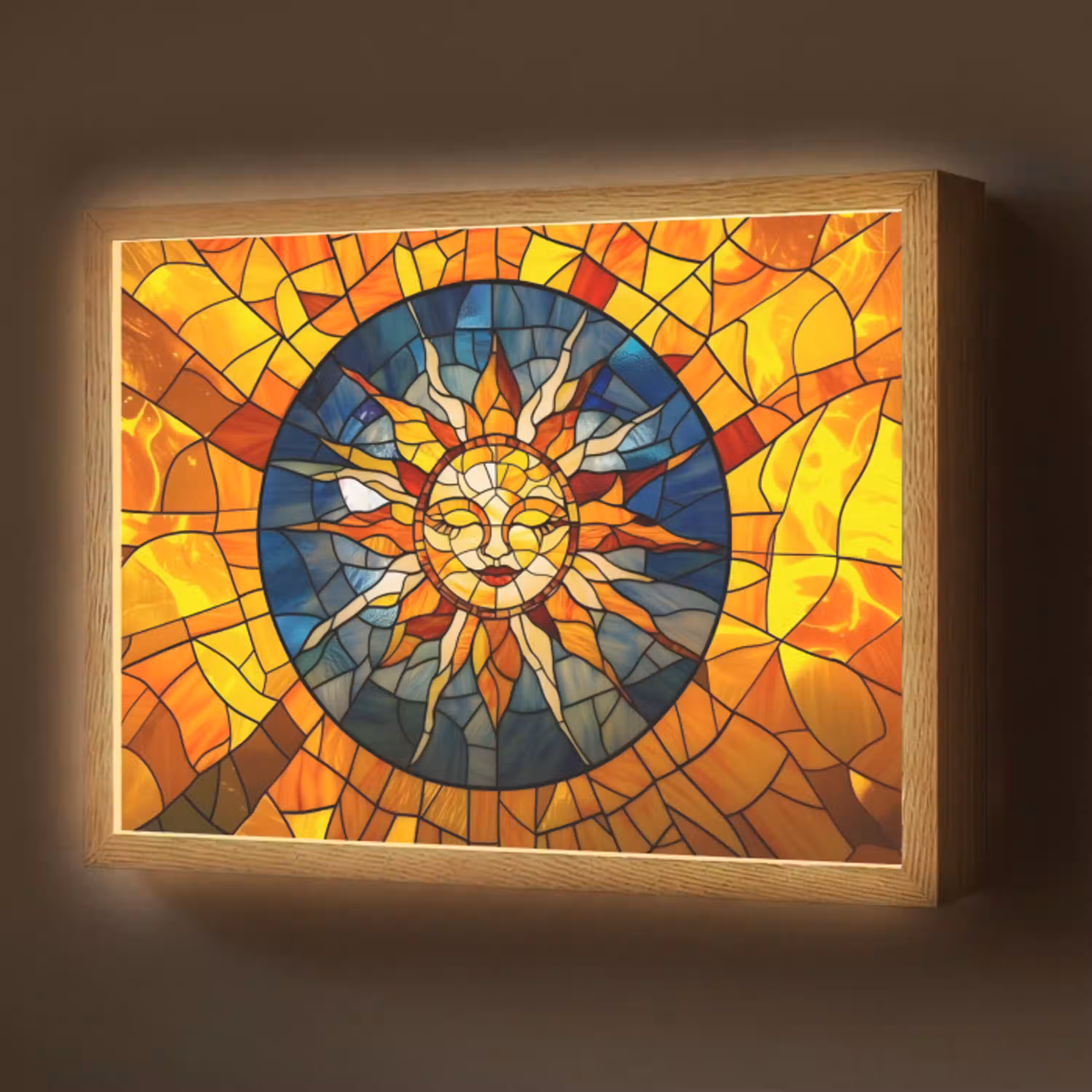 Mozaïek - Zon - Geel - Cirkel Light Box met batterij (Wandlamp) middel -z3d_website