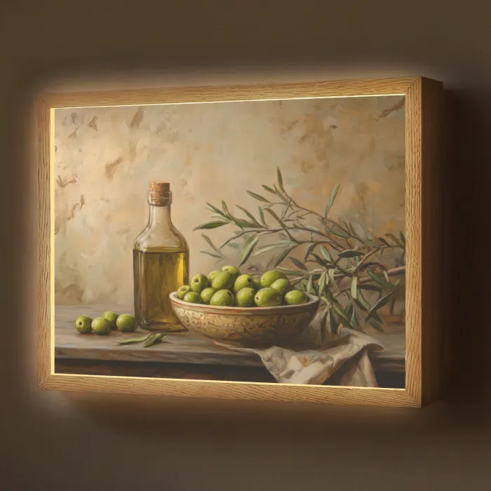 Olijven - Stilleven - Vintage Light Box met batterij (Wandlamp) middel -z3d_website