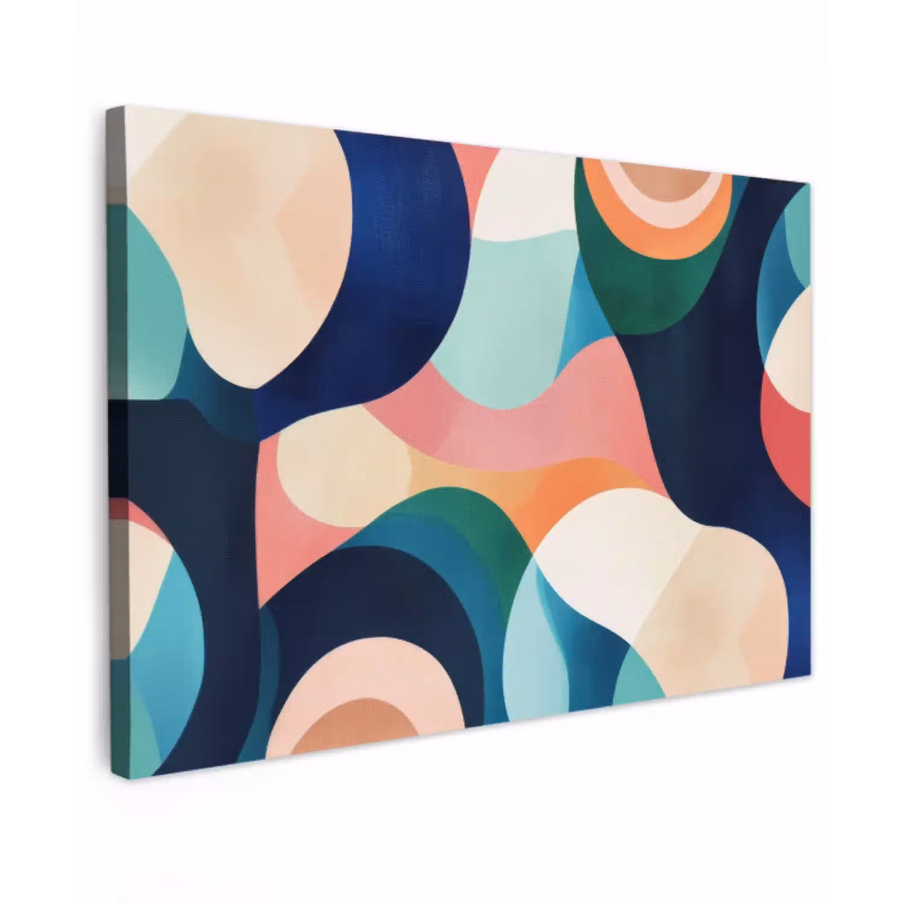 Abstract - Blauw - Roze Tuinposter op houten frame 2 cm dik klein -3d