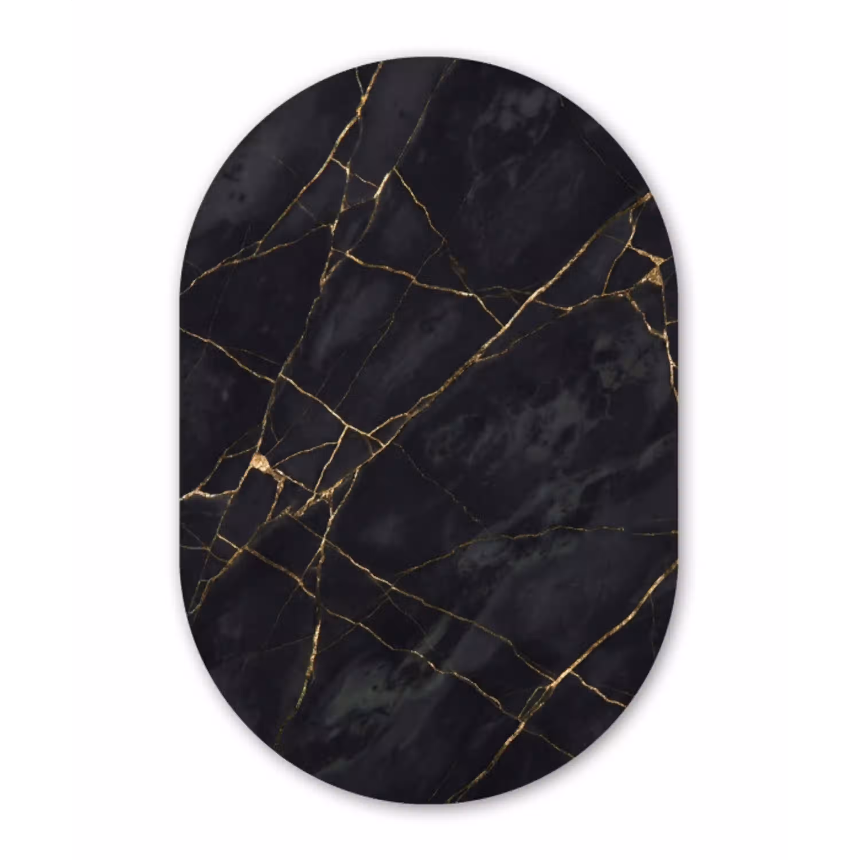 Textuur - Gouden lijnen - Abstract - Modern - Zwart Wandcirkel Ovaal Aluminium middel -3d