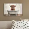 Schotse hooglander - Bad - Badkamer - Badkuip - Bruin - Horens canvas 2cm klein -sfeer3
