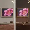 Roze - lelie - Dauwdruppels Light Box met batterij (Wandlamp) middel -sfeer3