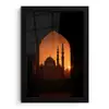 Moskee - Oranje hemel - Donkere boogopening fotolijst zwart zonder passe partout klein -3d