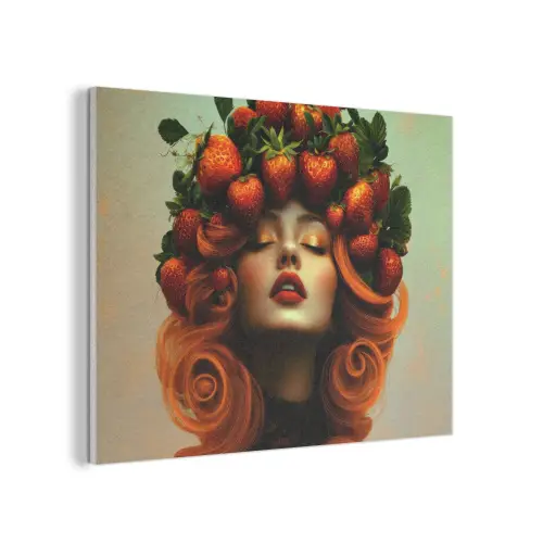 Vrouw - Aardbeien - Kroon PET vilt klein -3d