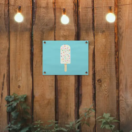 Ijsje - Stokje - Sprinkles - Lichtblauw tuinposter los doek klein -sfeer1