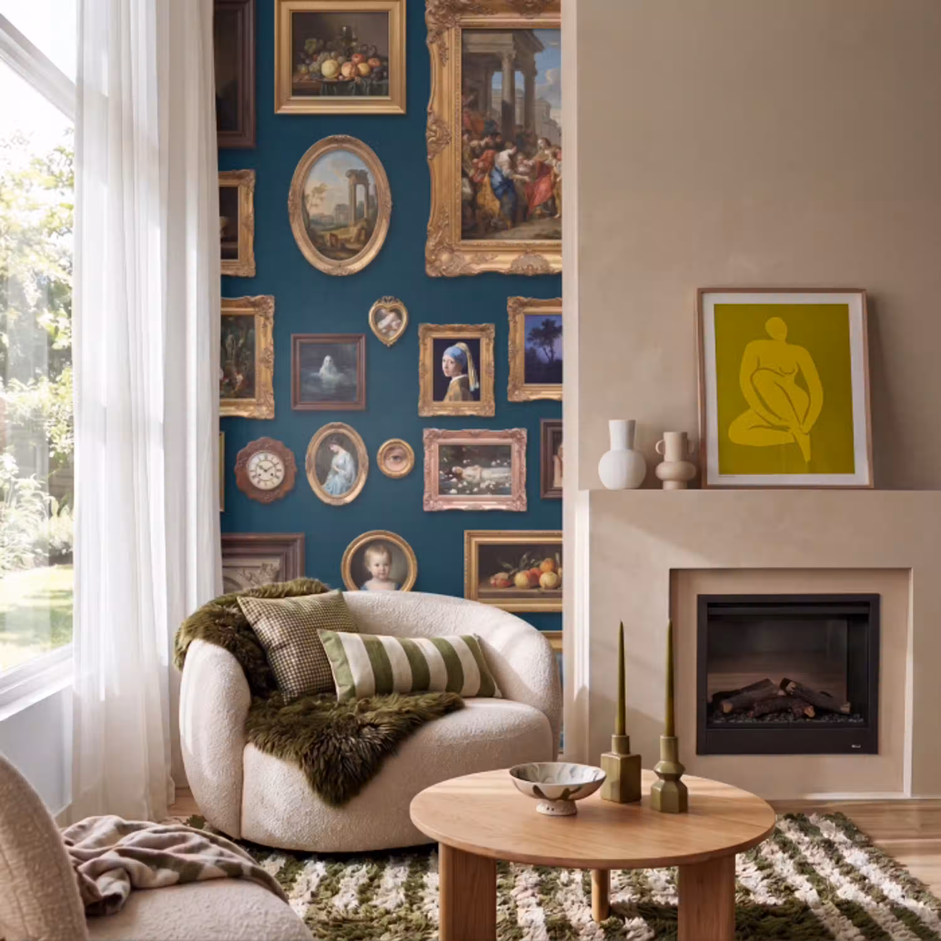 Kunst - Schilderijen - Decoratie - Klassiek - Groen Behang Vlies klein -sfeer2