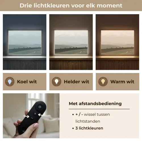 Grijs - Berg - Paarden Light Box met batterij (Wandlamp) middel -USP_lichtkleurNL