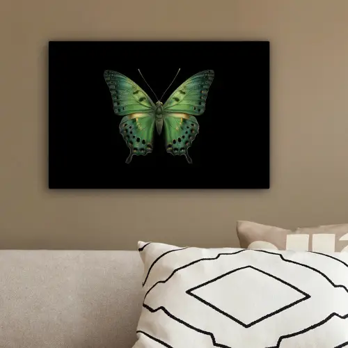 Vlinder - Groen - Diepte canvas 2cm klein -sfeer3