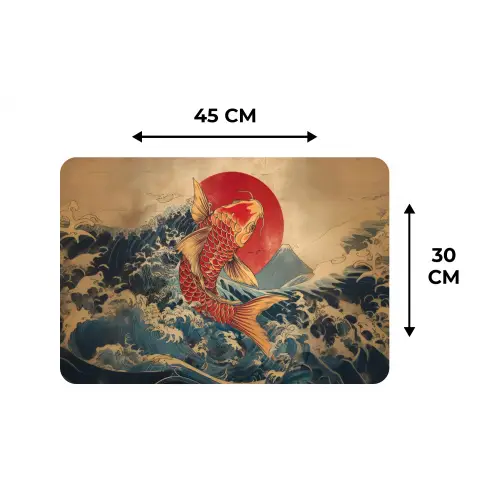 Koi - Zee - Golven - Zon Placemat vinyl groot -specs