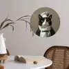 Kat - Kokskleding - Zwart - Wit Wandcirkel behangsticker klein -sfeer3